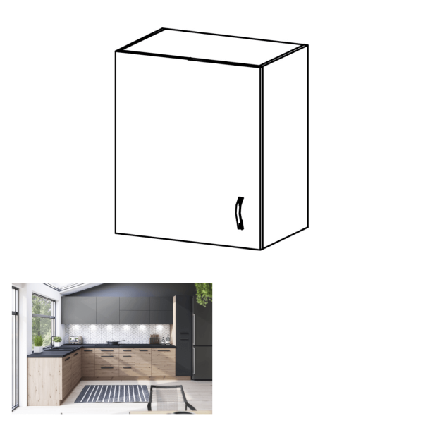 Dulap superior, stejar artizanal / gri mat, stânga, LANGEN G60