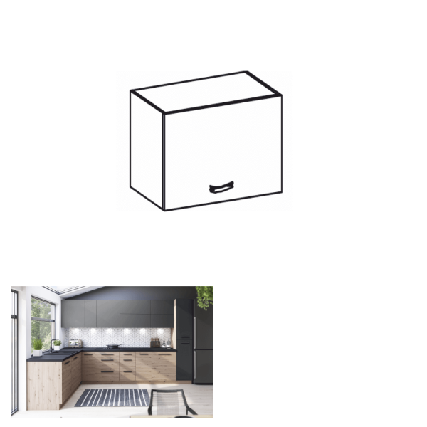 Dulap superior, stejar artizanal / gri mat, LANGEN N40