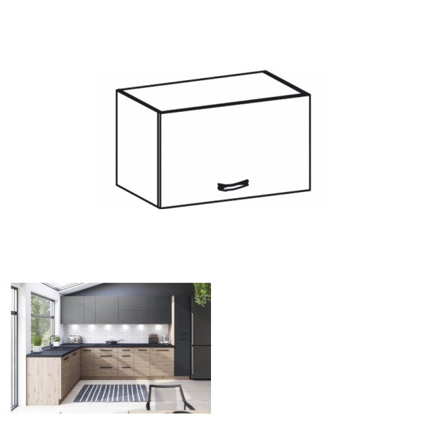 Dulap superior, stejar artizanal / gri mat, LANGEN N60