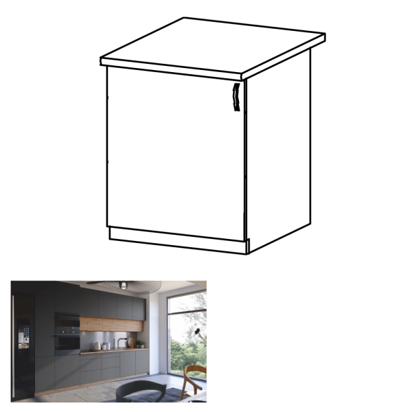 Dulap de jos, stejar artizanal / gri mat, stânga, LANGEN D60