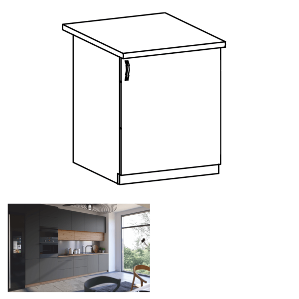 Dulap de jos, stejar artizanal / gri mat, dreapta, LANGEN D60