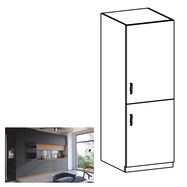 Dulap înalt, stejar artizanal / gri mat, dreapta, LANGEN D60ZL