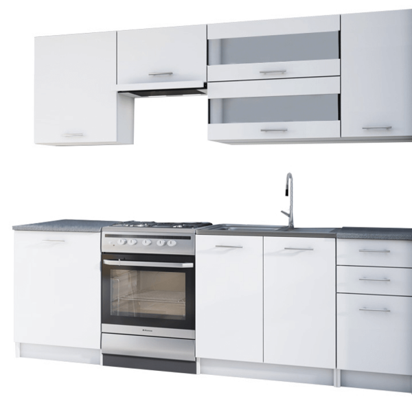 Ansamblu bucătărie 2,4 m, alb, FABIANA