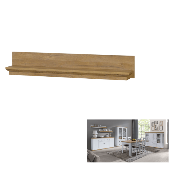 Poliţă MZ18, alb / stejar grand, LEON