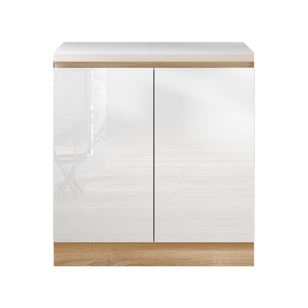 Dulap inferior cu 2 uşi, alb super luciu HG, LINE ALB