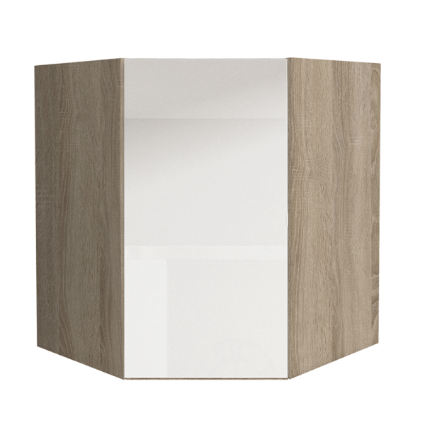 Dulap superior de colţ, alb super luciu HG, LINE ALB