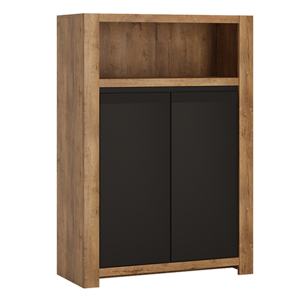 Comodă, stejar lefkas închis / negru mat, LUCITA HAVK01