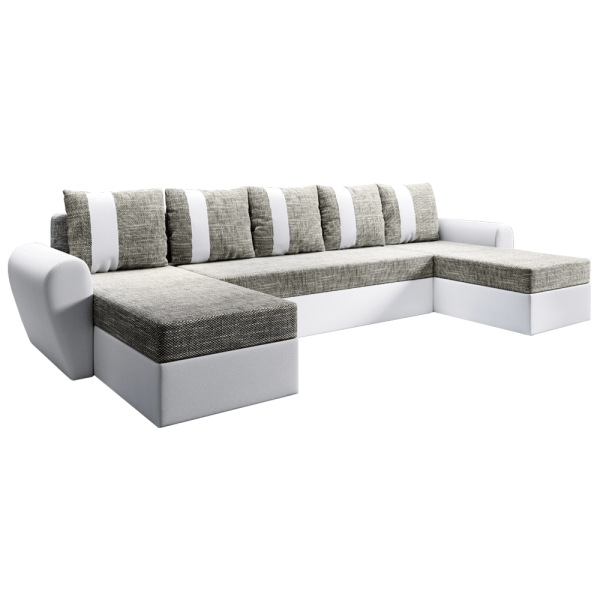 Canapea universală, alb / gri-maro, LUNY ROH U