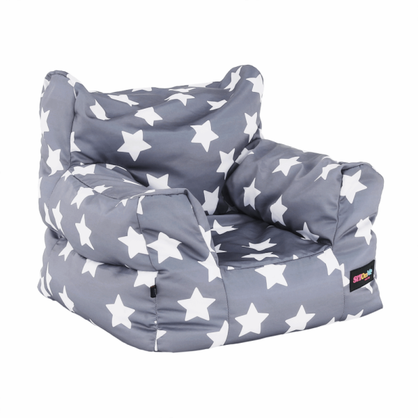 Fotoliu tip puff, gri / alb, model stea, LURKO