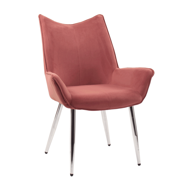 Scaun de masă, ţesătură de catifea roz / crom, MAIRIN TIP 2