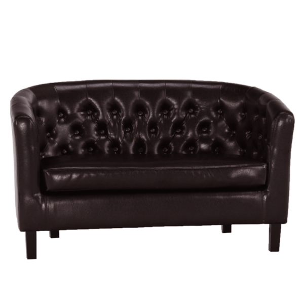 Colţar cu 2 locuri, piele eco maro închis, MARON