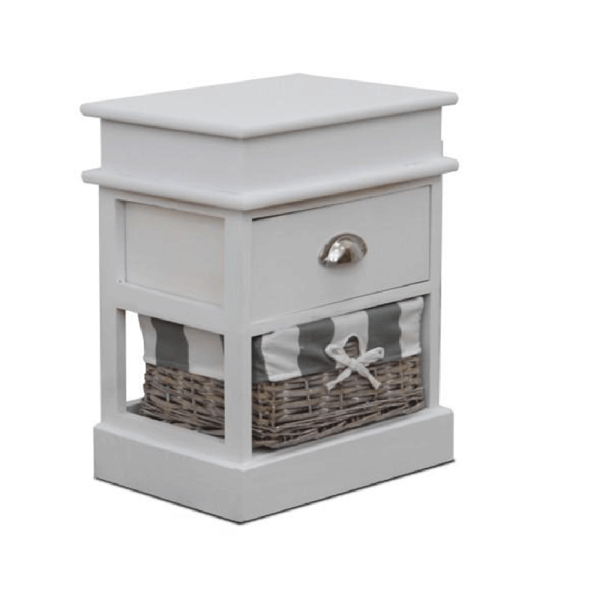 Comodă, 1 coş, gri/alb, MATIAS 1