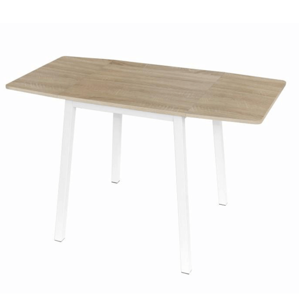 Masă dining, MDF folie/metal, stejar sonoma/alb, 60-120x60 cm, MAURO