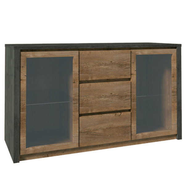 Comodă, stejar lefkas închis/gri, MONTANA K2D