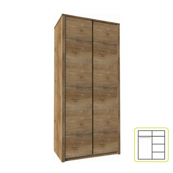 Dulap cu două uşi, stejar lefkas închis, MONTANA S2D
