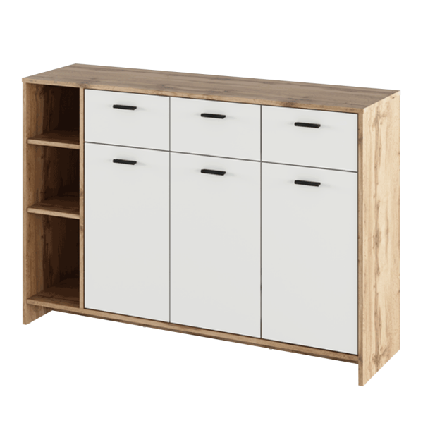 Comodă, stejar wotan, alb, NEPOLA TIP 2