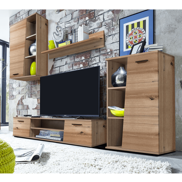 Perete living, stejar artizanal, VIVIEN