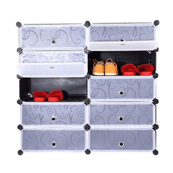 Organizator de pantofi modular, negru / alb lapte, BEKIM TYPE 1