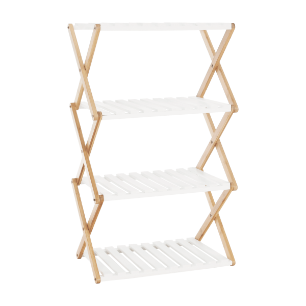 Etajeră cu 4 rafturi, bambus natural / alb, PEORIA TYPE 3