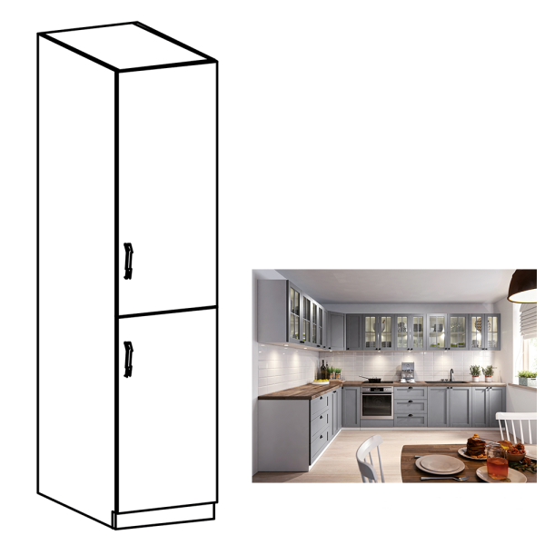 Dulap înalt, gri mat/alb, model dreapta, LAYLA D40SP