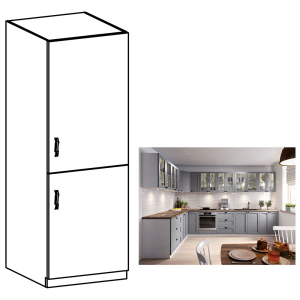 Dulap înalt, gri mat/alb, model dreapta, LAYLA D60R