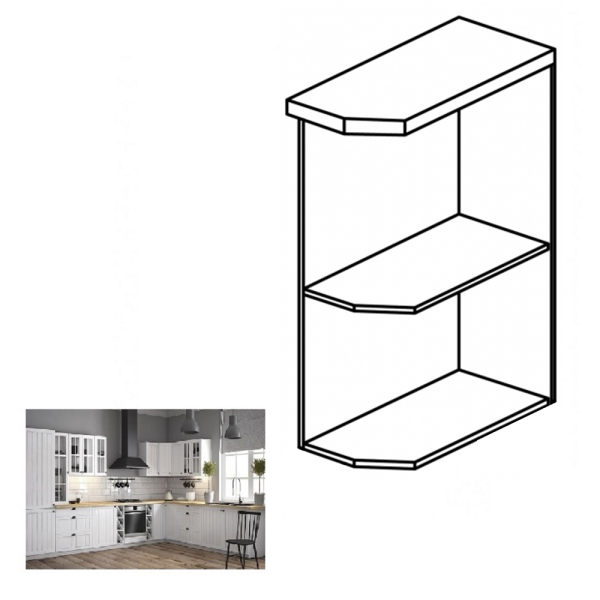 Dulap inferior cu două rafturi D25PZ, model dreapta, alb,  PROVENCE
