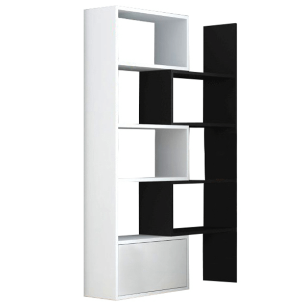 Etajeră, alb/negru, ASTA