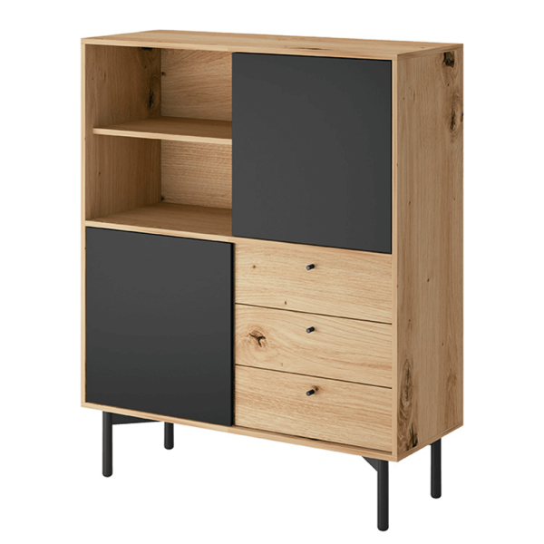 Etajeră FR 102, stejar artisan/negru, FORSO