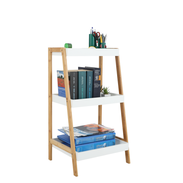 Raft, bambus lăcuit/alb, REGO 2