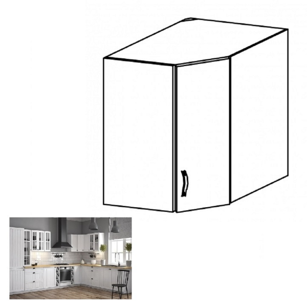 Dulap superior de colţ G60N, alb/pin Andersen, PROVENCE