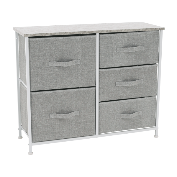 Comodă cu sertare din material textil, gri/alb/gri deschis, ROSITA TYP 3