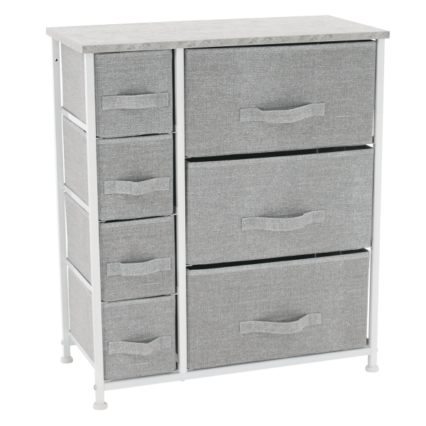 Comodă cu sertare din material textil, gri/alb/gri deschis, ROSITA TYP 4