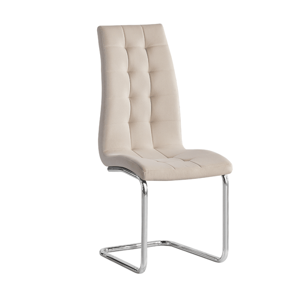 Scaun de masă, ţesătură catifea bej / crom, SALOMA NEW