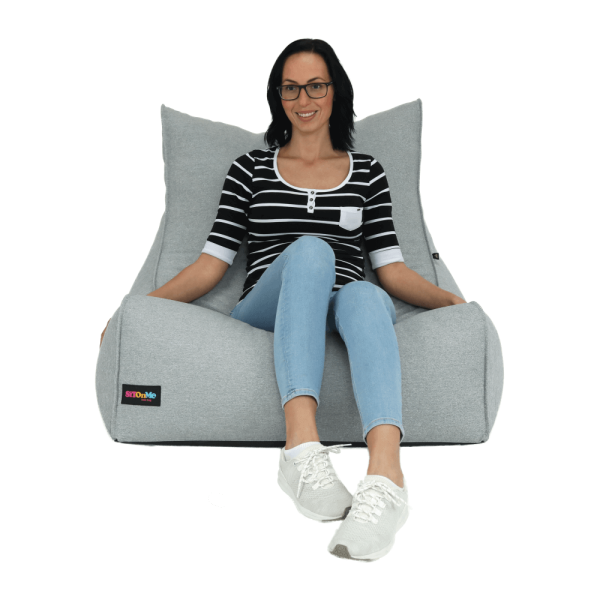 Fotoliu tip sac, material textil gri deschis, EGALEO