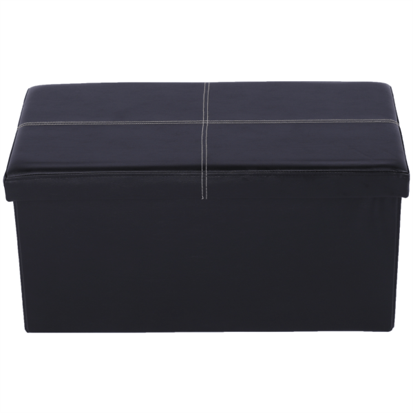 Taburet pliabil, piele eco neagră, IMRA