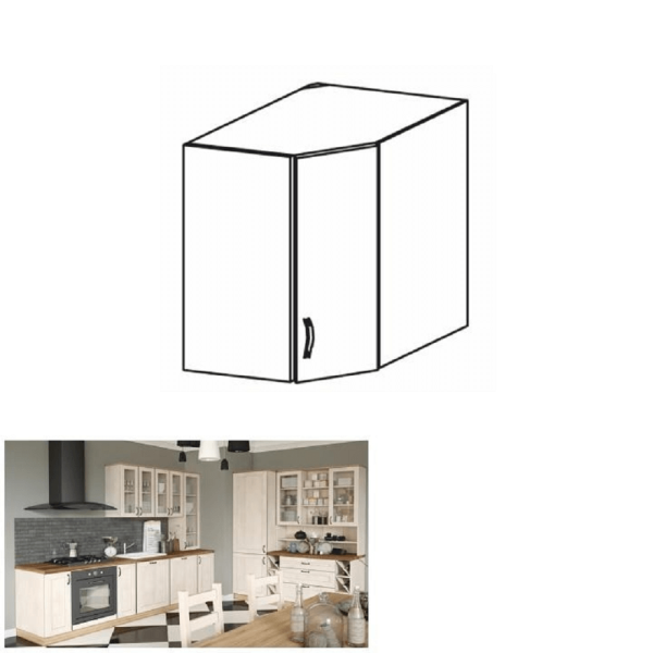 Dulap superior de colţ, alb/pin nordic, ROYAL G60N