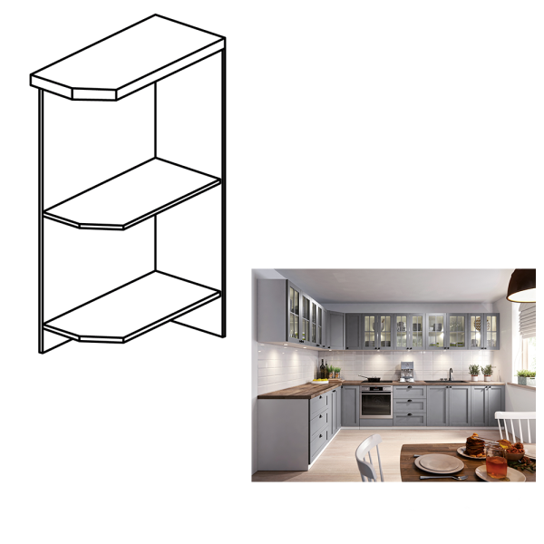 Cabinet inferior deschis, alb, model dreapta, LAYLA D25PZ