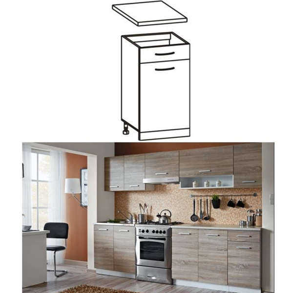 Dulap de bucătărie, inferior, stejar sonoma/alb, CYRA NEW D1S-40