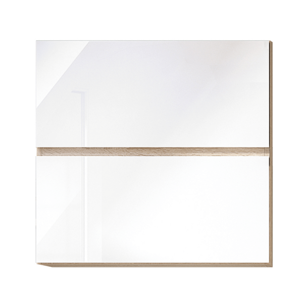 Dulap superior cu 2 uşi orizontale, alb super luciu HG, LINE ALB G60