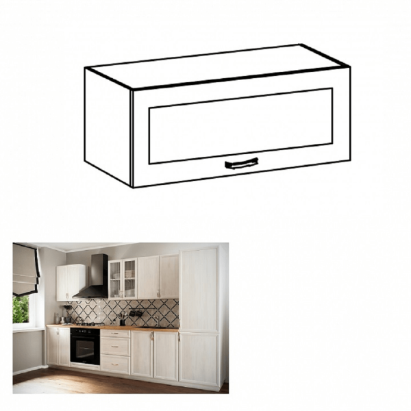 Dulap superior G80KS cu geam, alb/pin Andersen, SICILIA