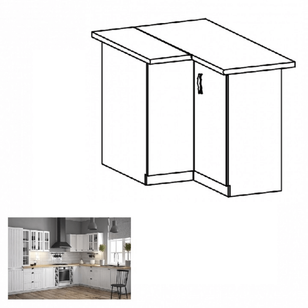 Dulap inferior de colţ D90N, alb/pin Andersen, PROVENCE