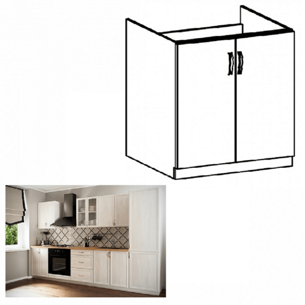 Mască chiuvetă D80Z cu 2 uşi, alb/pin Andersen, SICILIA