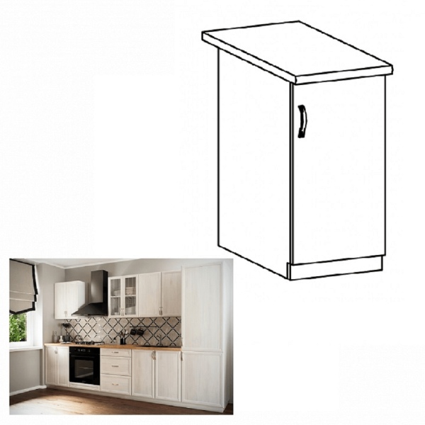 Dulap inferior D30 cu uşă, model dreapta, alb/pin Andersen, SICILIA