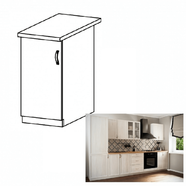 Dulap inferior D40, model stânga, alb/pin Andersen, SICILIA