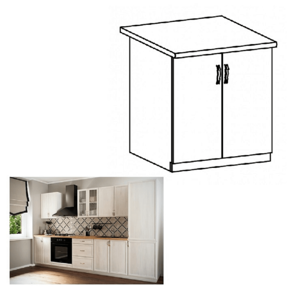 Dulap inferior D60 cu uşi, alb/pin Andersen, SICILIA