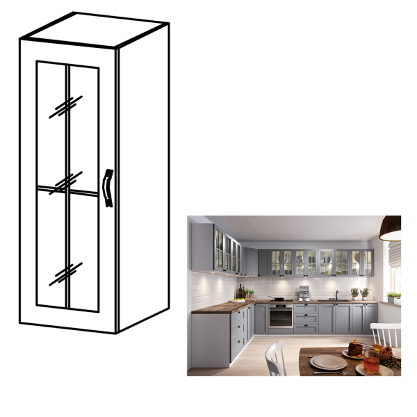 Cabinet superior, alb/gri mat, model stânga, LAYLA W40S