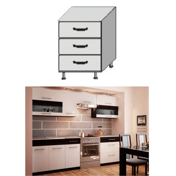 Dulapul de jos cu sertare, alb/venge, JURA NEW B D-80 S3