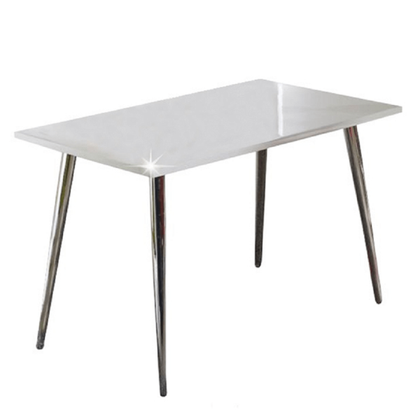 Masă dining, MDF+crom, extra strălucire HG, 120x70 cm, PEDRO