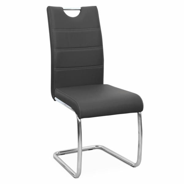 Scaun dining,  negru / cusături deschise la culoare, ABIRA NEW