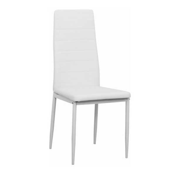 Scaun, piele eco albă/metal alb, COLETA NOVA